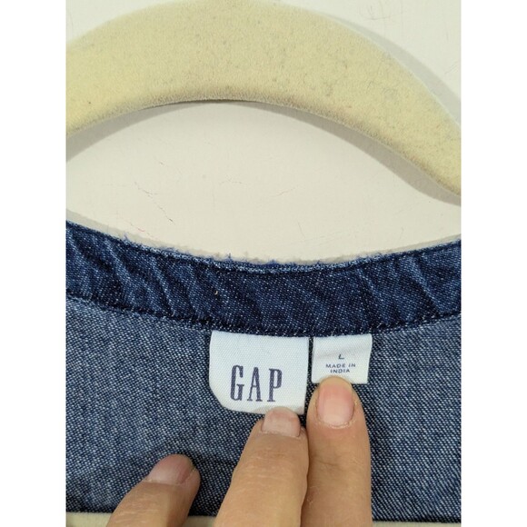 Gap Denim Multicolor Embroidered Sleeveless Jean Top Size L Women's Pocahontas - Picture 3 of 8